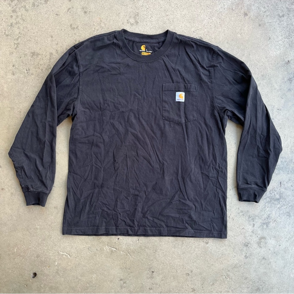 Carhartt Black Long Sleeve Pocket Tee Size L Original Fit